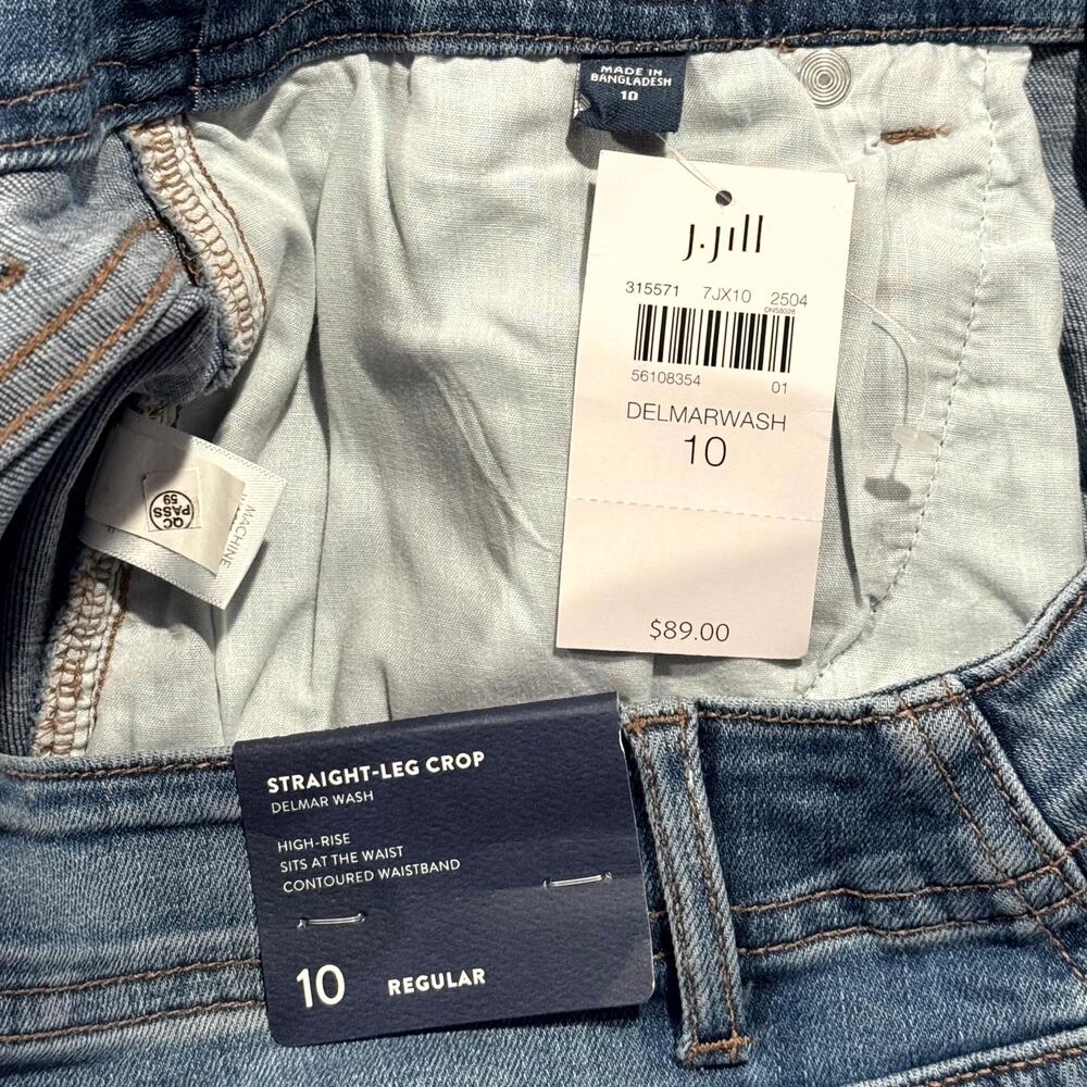 NWT J Jill Jeans Curvy High Rise Straight Crop Blue Raw Hem 10 Minimalist Casual - Picture 4 of 7